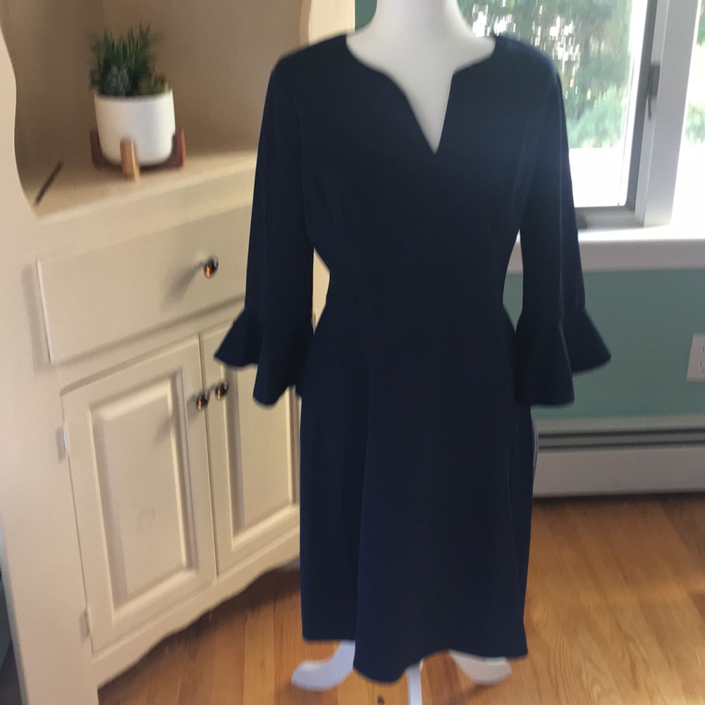 London Times navy split neck dress size 12